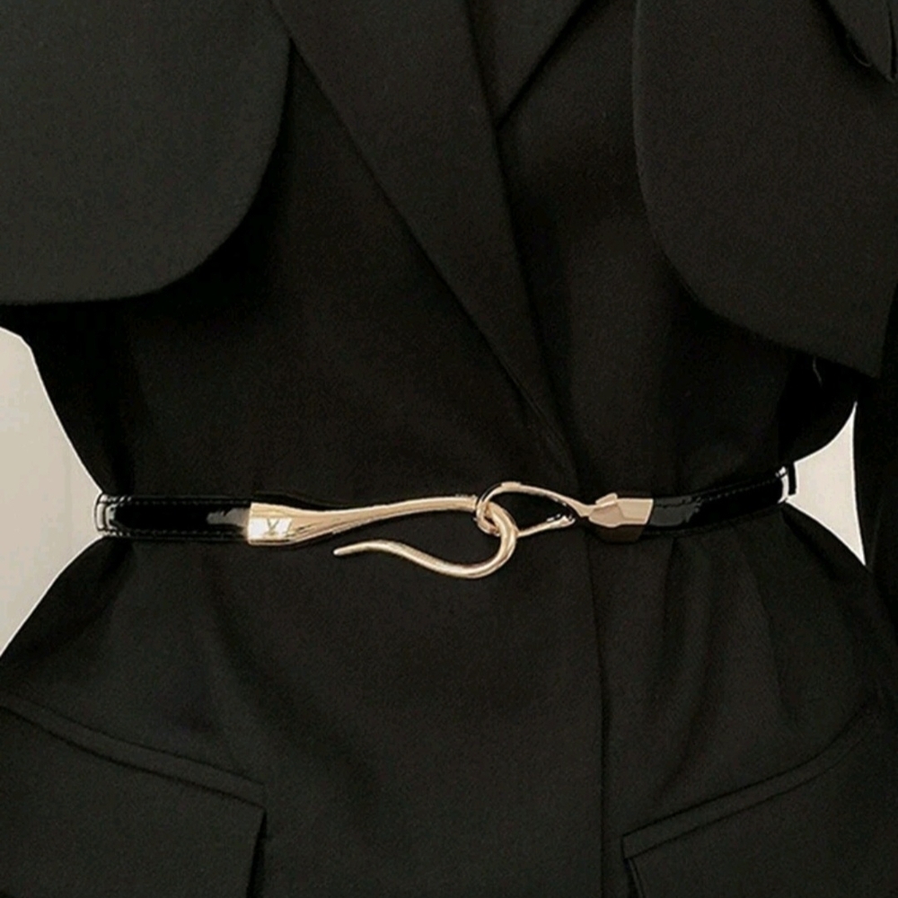 Elegant Black and Gold Women's Adjustable Belt